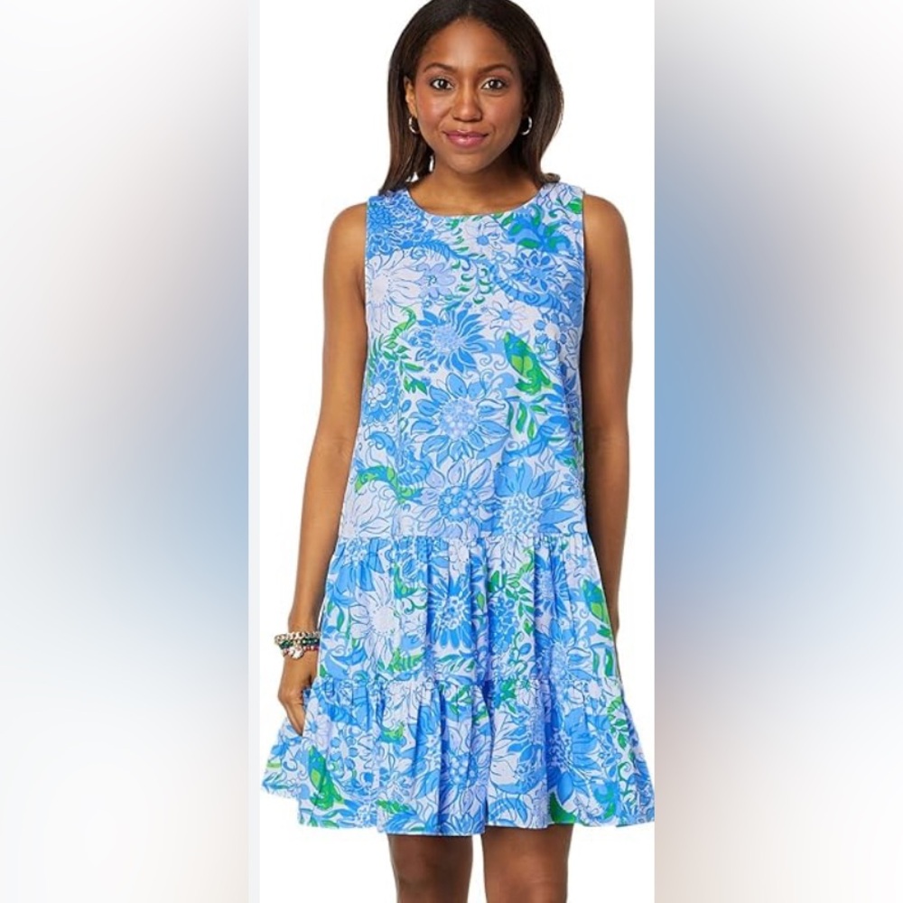 Lilly Pulitzer Blue and Green Floral Mini Dress